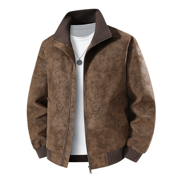 Herren Velours‑Imitat Bomberjacke mit Stehkragen, Thermofutter & Reißverschluss Drune