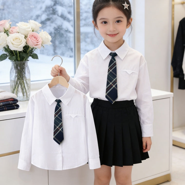 Mädchen elegante Bluse mit klassischem Kragen Drune