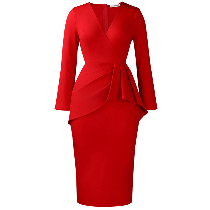 Damen Wickelkleid mit elegantem Schnitt und asymmetrischen Rüschen Drune