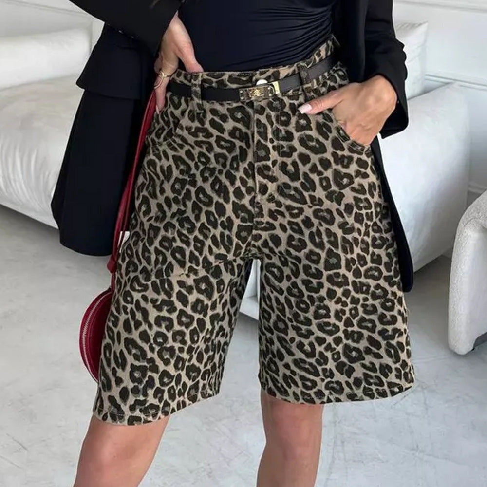 Damen Leopardenmuster Shorts Drune