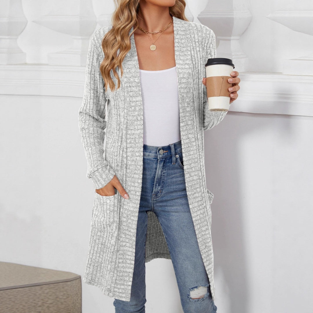 Damen Longcardigan aus geripptem Chenille mit aufgesetzten Taschen Drune