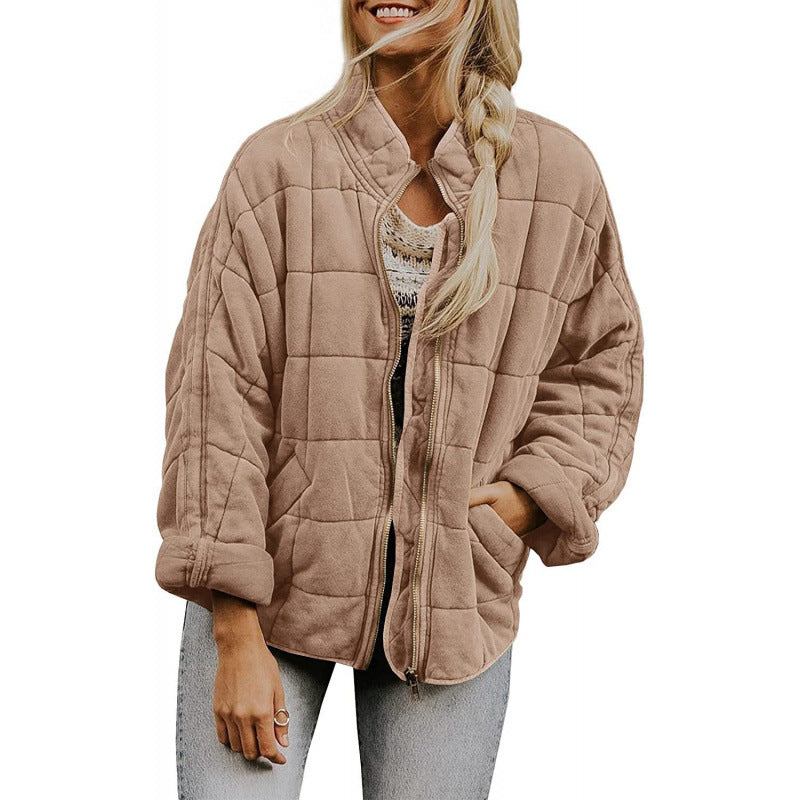 Damen Steppjacke im Oversized Schnitt mit Stehkragen und verdecktem Reißverschluss Drune