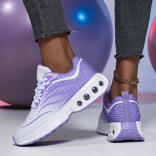 Damen nan sportive Strick-Laufschuhe mit belüfteter Luftkammersohle und ergonomischer Abrollsohle Drune