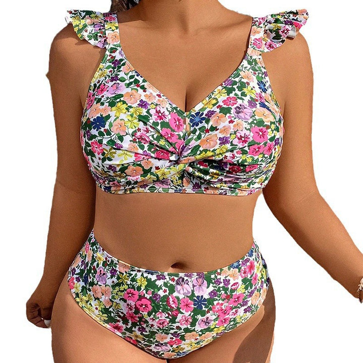 Damen Hochgeschnittener Bikini mit Rüschendetails Drune