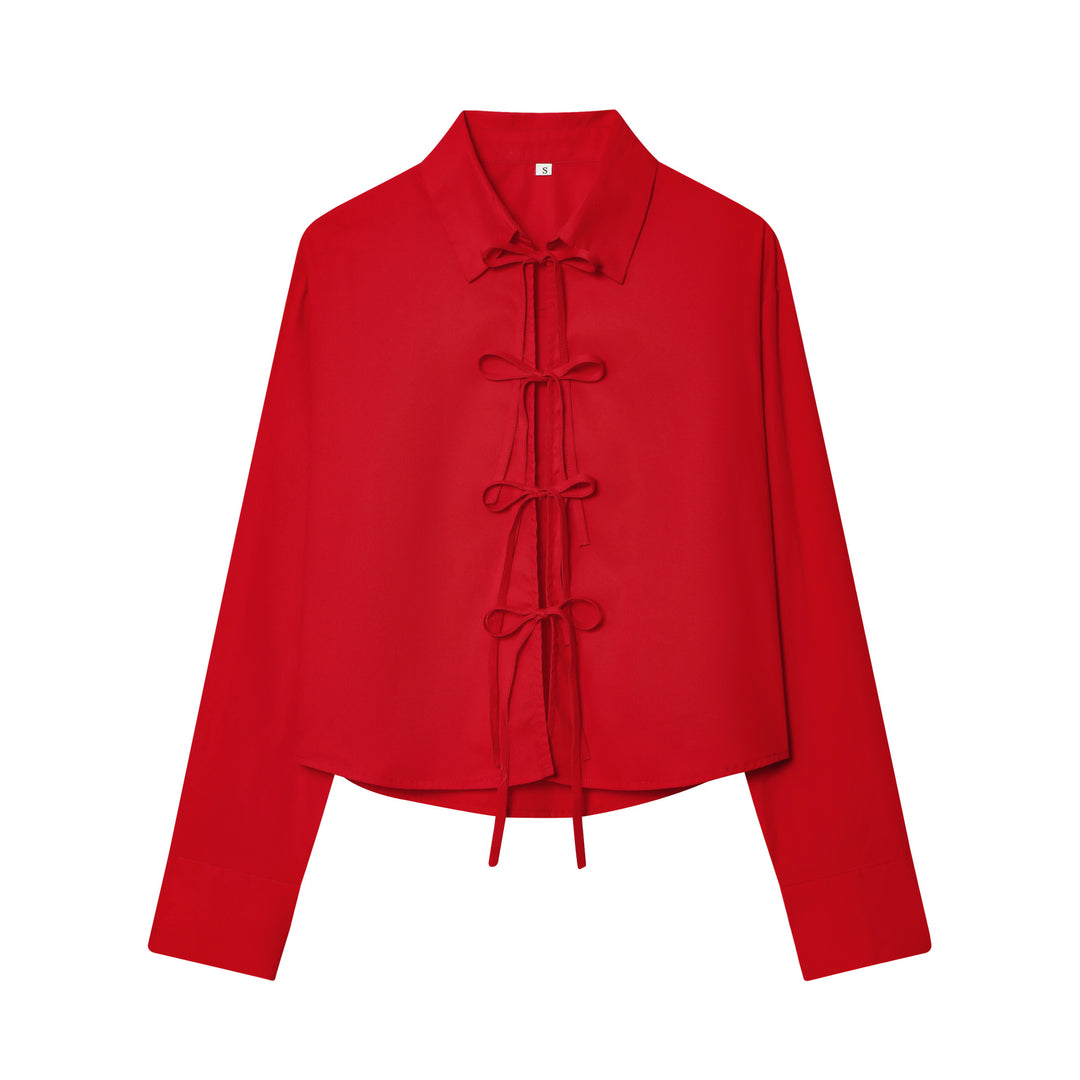 Damen nan gestreifte Bluse mit Krawatten-Front, Hemdkragen und weitem Manschettenärmel Drune