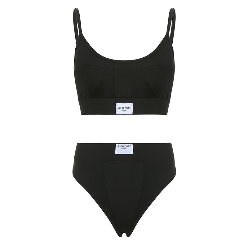 Damen komfortables Sport-BH- und High-Waist-Höschen-Set Drune