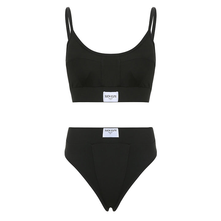 Damen komfortables Sport-BH- und High-Waist-Höschen-Set Drune