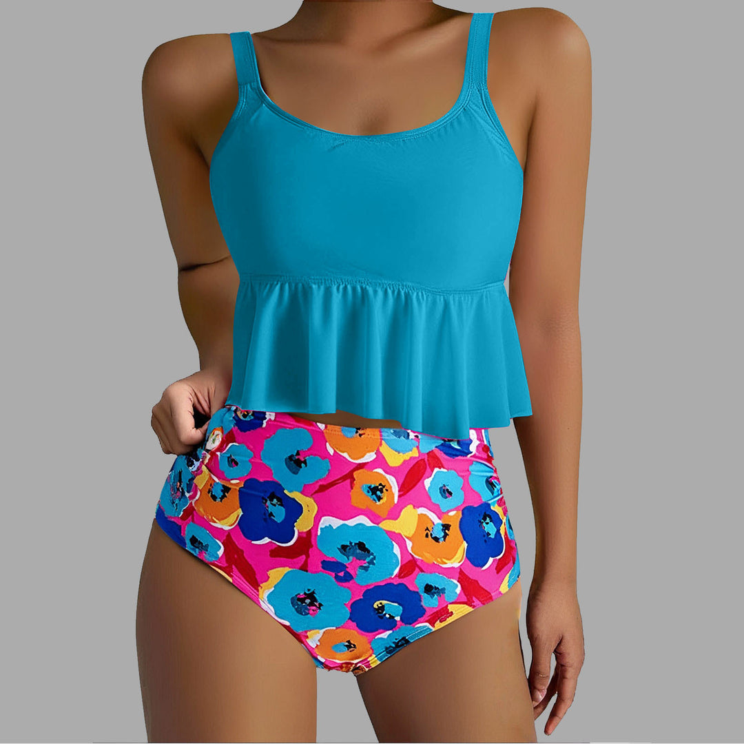 Damen Tankini-Set mit floralen Akzenten und Rüschen Drune