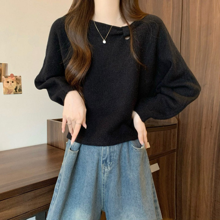 Damen Bequemer Pullover mit verspieltem Ausschnitt Drune