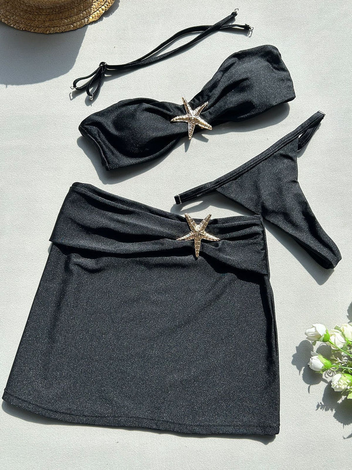 Damen Bikini-Set mit Röckchen und schimmerndem Muschel-Detail Drune