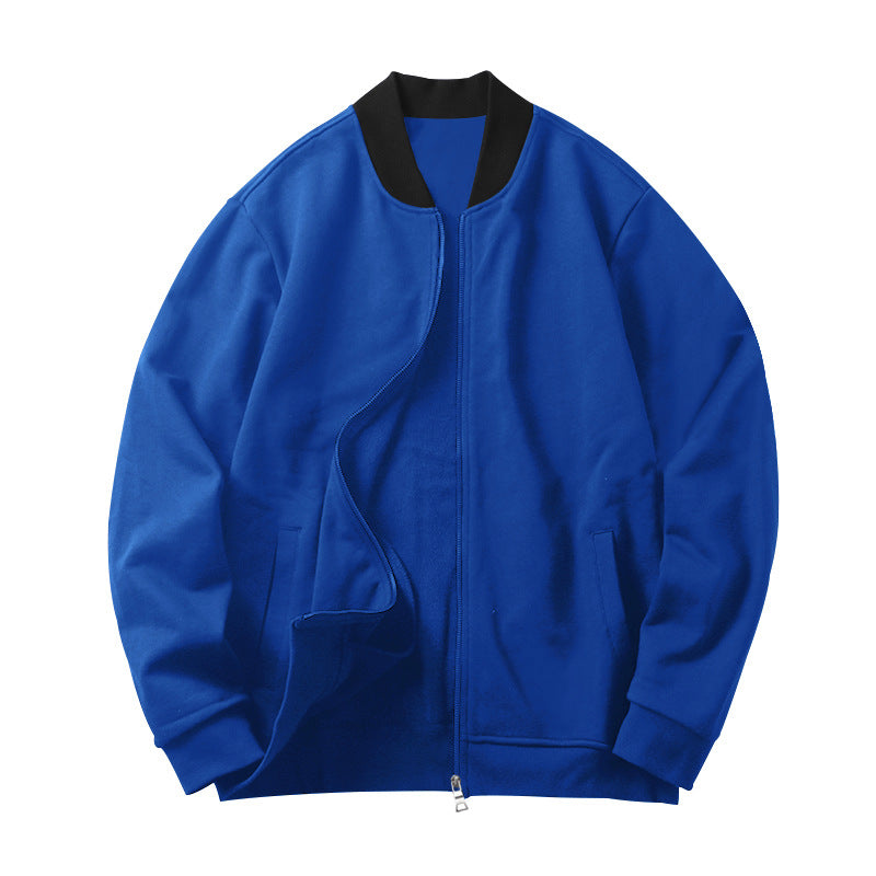 Herren Minimalistische Bomberjacke mit durchgehendem Reißverschluss, geripptem Stehkragen & Eingrifftaschen Drune