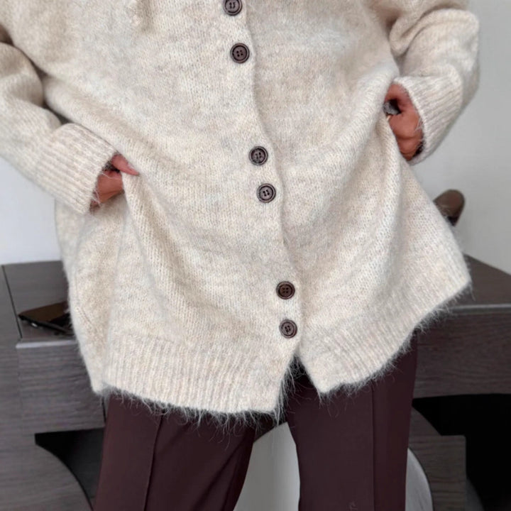 Damen Modische Strickjacke mit Kapuze Drune