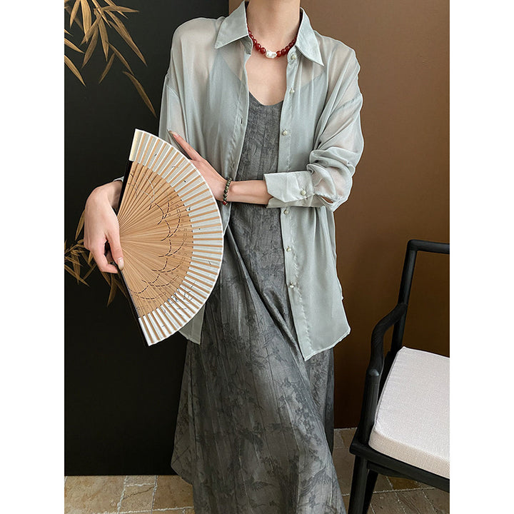 Damen elegantes Maxikleid mit floralem Muster und leichtem Overlay Drune