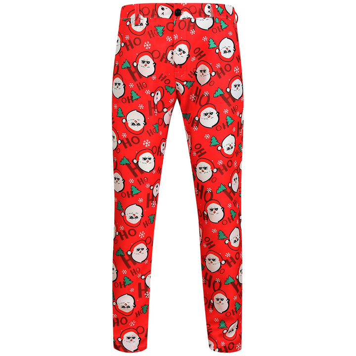 Herren Weihnachtliche Slim‑Fit Chinohose mit Allover-Santa‑Print und Stretchkomfort Drune
