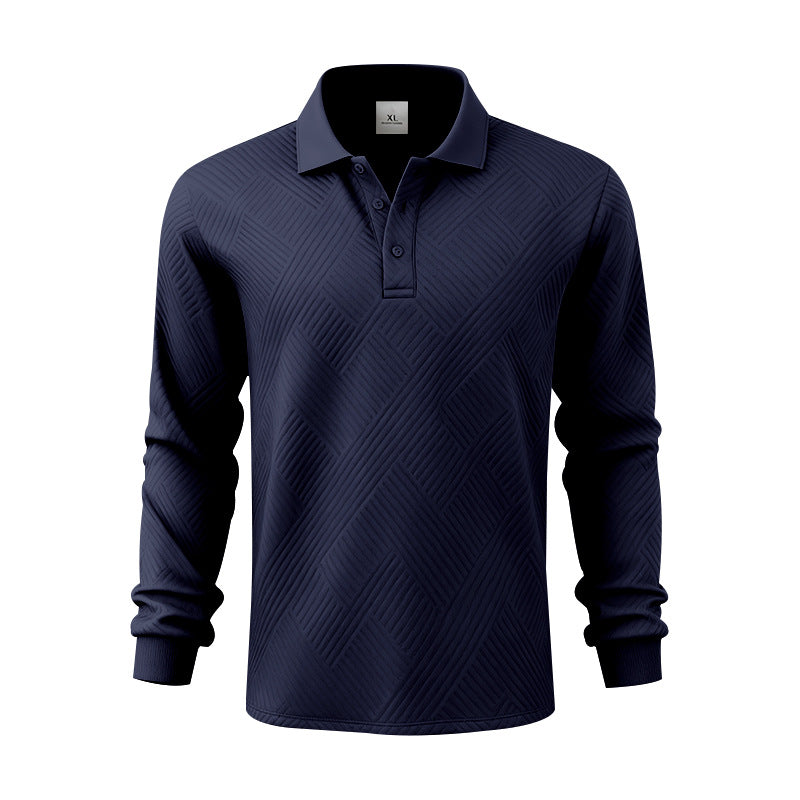 Herren nan langärmeliges Poloshirt aus strukturiertem Jacquardstrick Drune