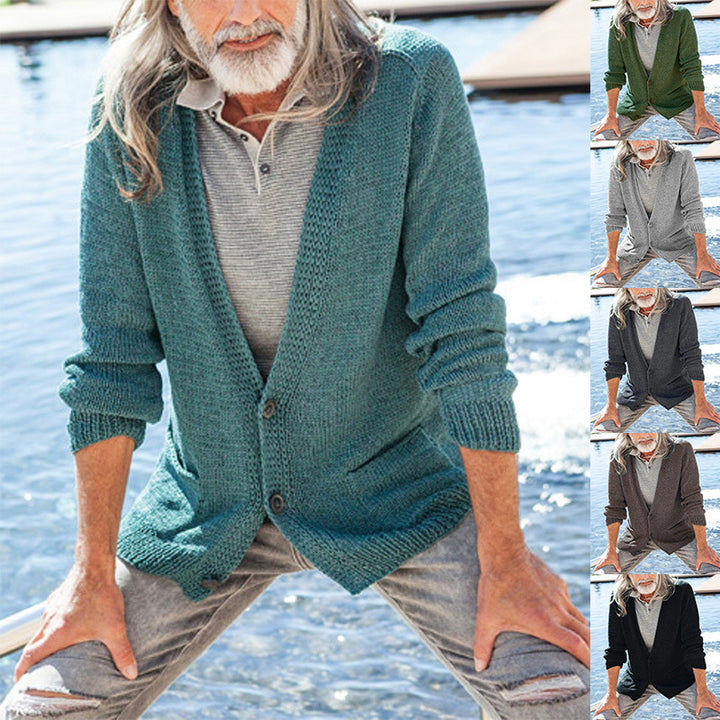 Herren Strickcardigan mit Kapuze und aufgesetzten Taschen Drune