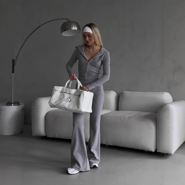 Damen Sportlicher Loungewear-Anzug mit hohem Kragen Drune