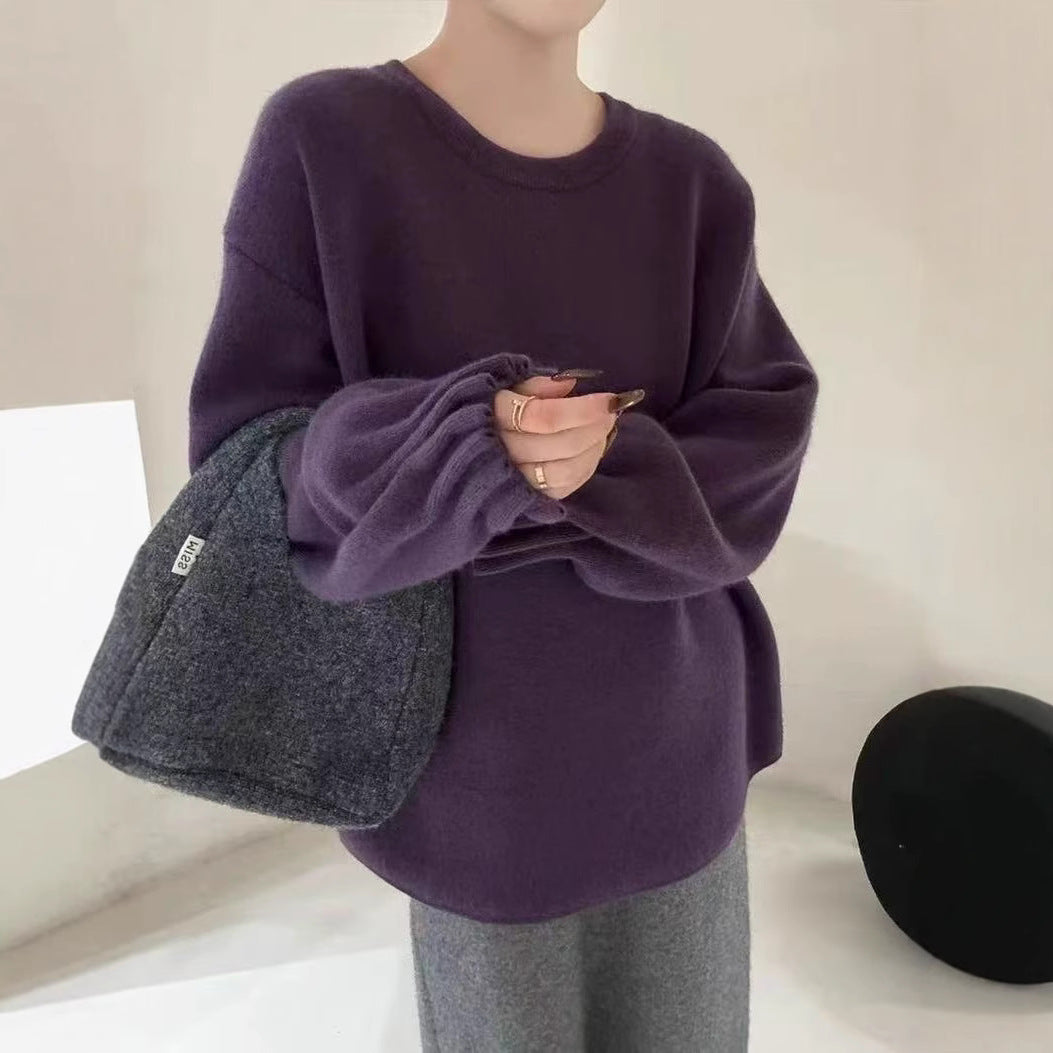 Damen lässiger Pullover mit strukturiertem Ärmel-Wickeldesign Drune