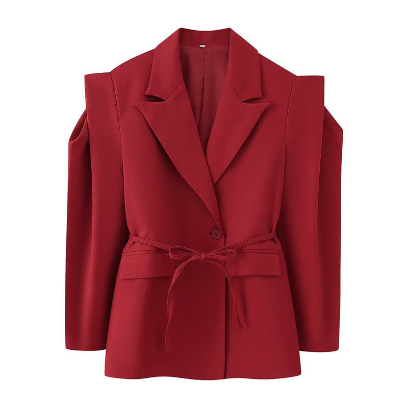 Damen modischer Blazer mit taillierbarem Gürtel und oversized Schnitt Drune