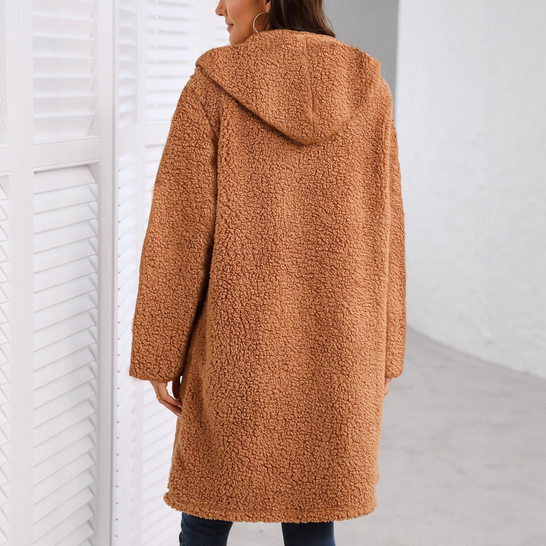 Damen Longjacke mit teddyartigem Futter und praktischen Taschen Drune