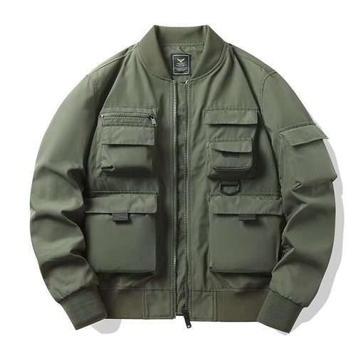 Herren Multitaschen-Tactical-Bomber mit modularen Außenfächern und D-Ring-Details Drune