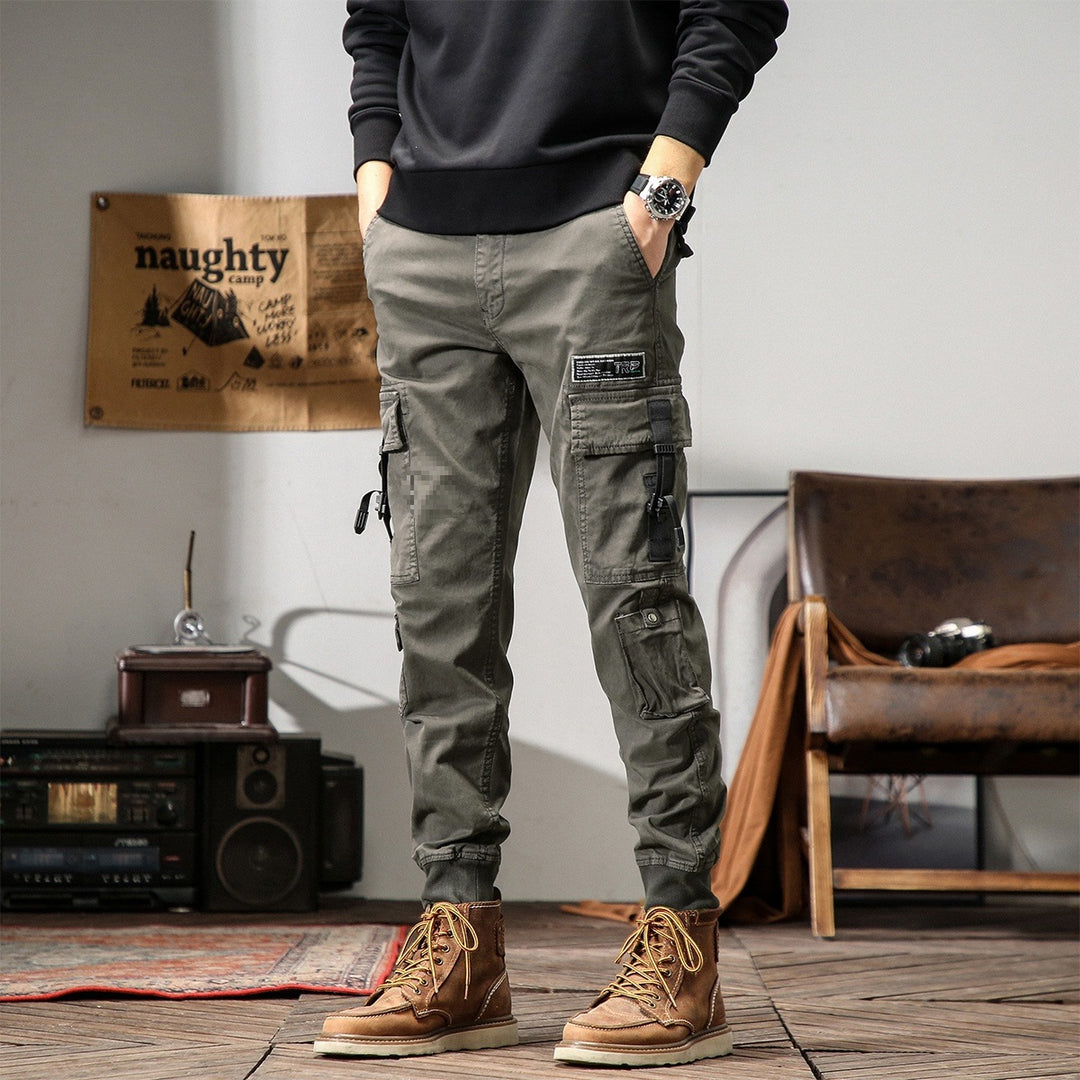 Herren Cargo-Jogginghose mit Multifunktions‑Taschen, verstellbaren Riemen & gerippten Bündchen Drune