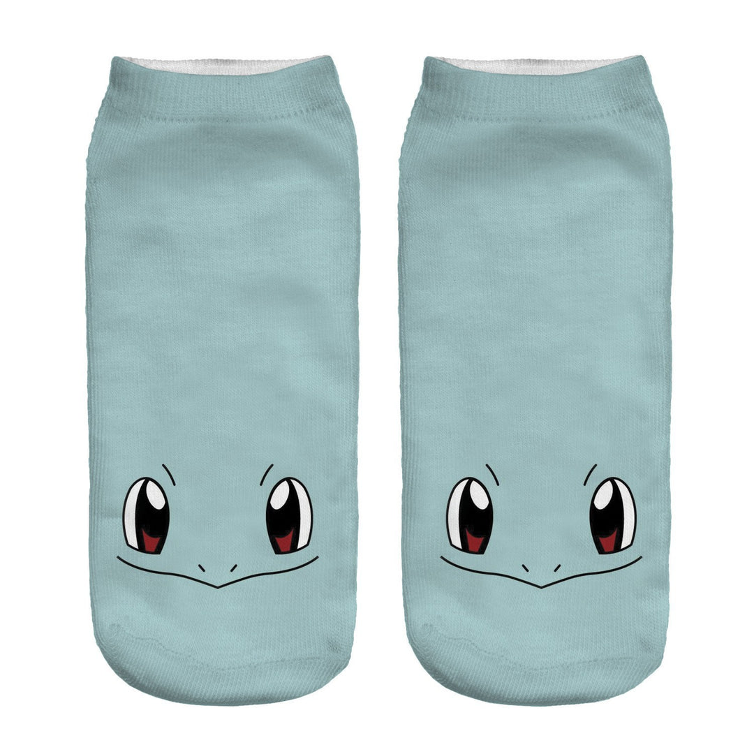 Unisex Niedrige Ankle-Socken mit Cartoon-Monster-Gesicht und weichem Baumwollmix Drune