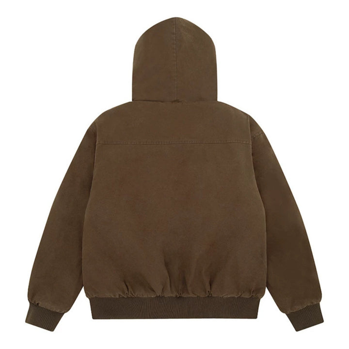 Damen wattierte Kapuzenjacke mit kunstfellfutter, Cargo‑Taschen und elastischen Bündchen Drune