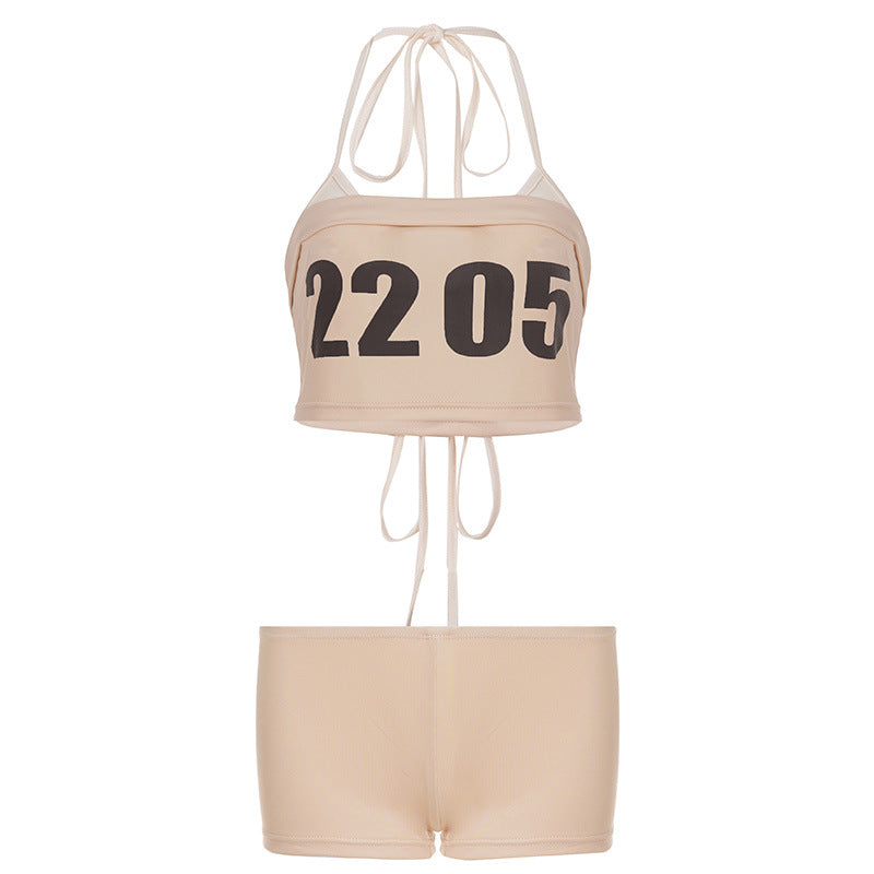 Damen Sportlicher Bikini-Set mit stylischer Crop-Top und bequemen Shorts Drune