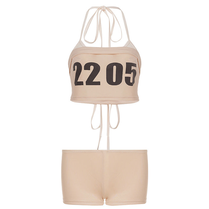 Damen Sportlicher Bikini-Set mit stylischer Crop-Top und bequemen Shorts Drune