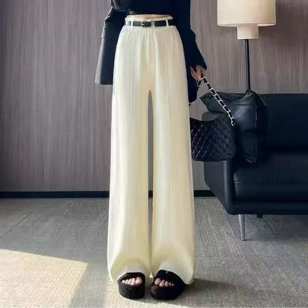 Damen Weite Pantalons mit hohem Bund und seidigem Finish Drune