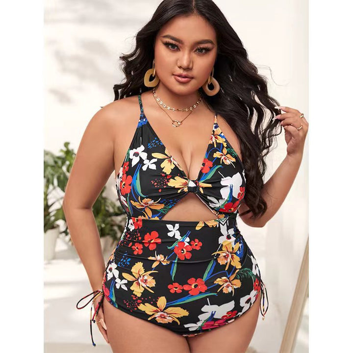 Damen Cut-Out Badeanzug mit floralen Akzenten Drune