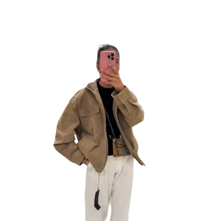 Damen lässige Oversize-Jacke aus Wildleder Drune