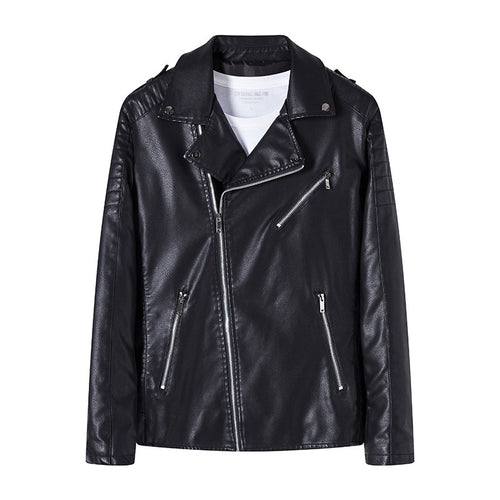 Herren Bikerjacke aus hochwertigem Kunstleder im Slim‑Fit mit schrägem Reißverschluss und gesteppter Schulterpartie Drune