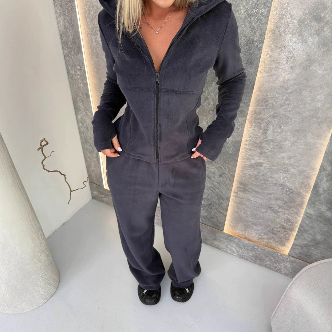 Damen Fleece-Jumpsuit mit hohem Kragen und praktischen Taschen Drune