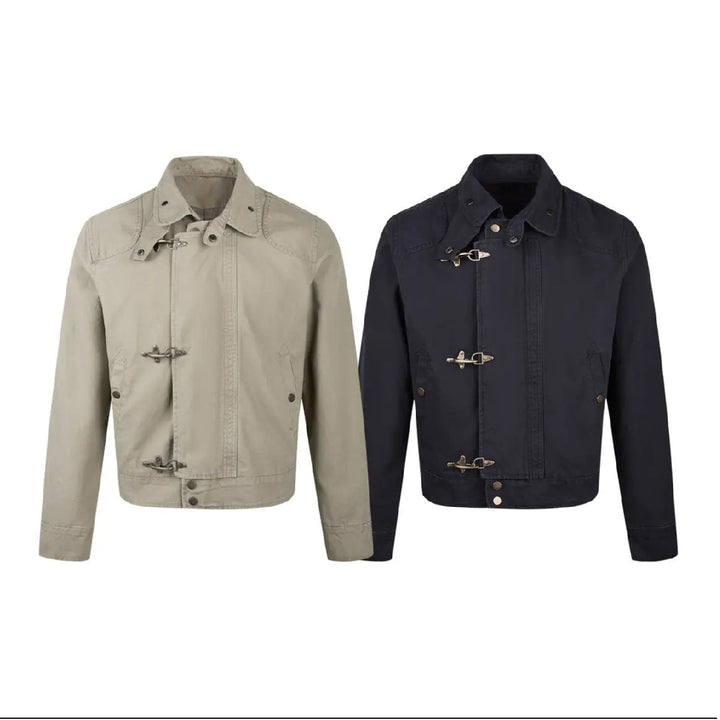 Herren modische Kurzjacke mit innovativen Schnallen und praktischem hochgeschlossenem Kragen Drune