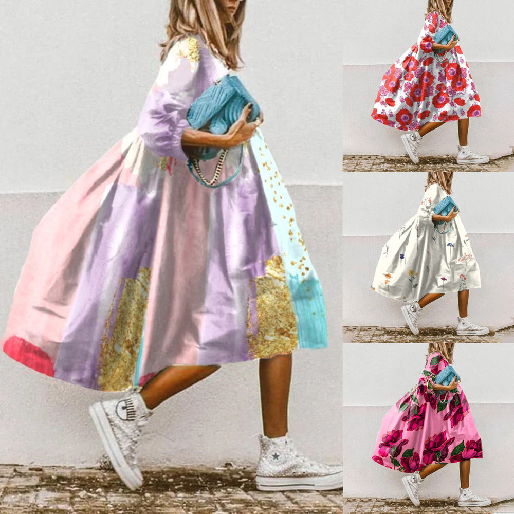 Damen Elegantes Maxikleid mit kunstvollem floralem Design Drune