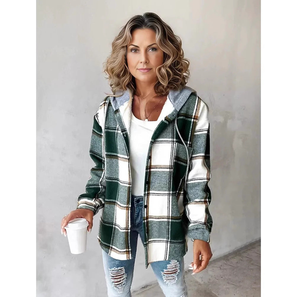 Damen Kapuzencardigan mit Streifen und Druckknopfblende Drune