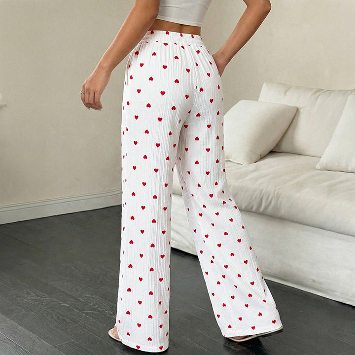 Damen Lässige Weite Hose mit Herzmuster Drune