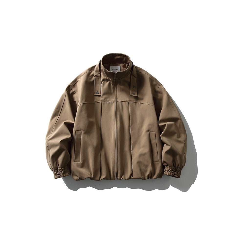 Herren Boxy-Blousonjacke im Overshirt-Stil mit Stehkragen und Riemen-Detail Drune
