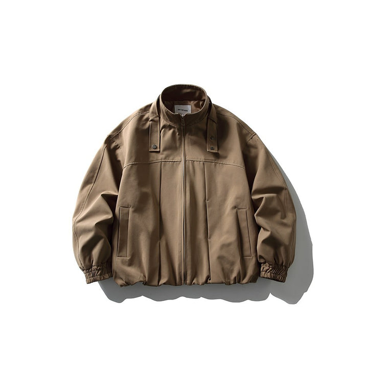 Herren Boxy-Blousonjacke im Overshirt-Stil mit Stehkragen und Riemen-Detail Drune