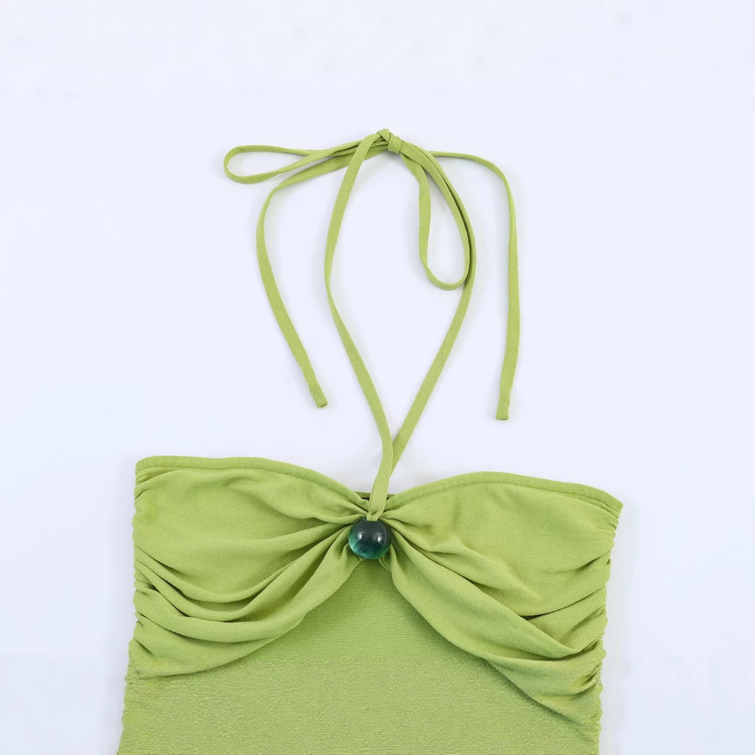 Damen Minikleid mit raffinierten Rüschendetails und schickem Halterneck Drune