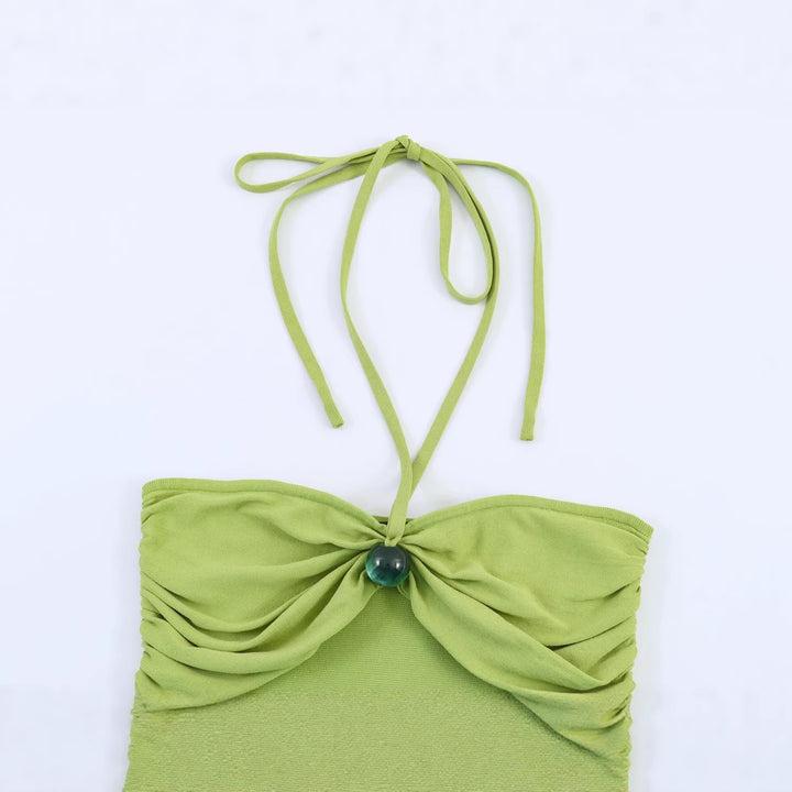 Damen Minikleid mit raffinierten Rüschendetails und schickem Halterneck Drune