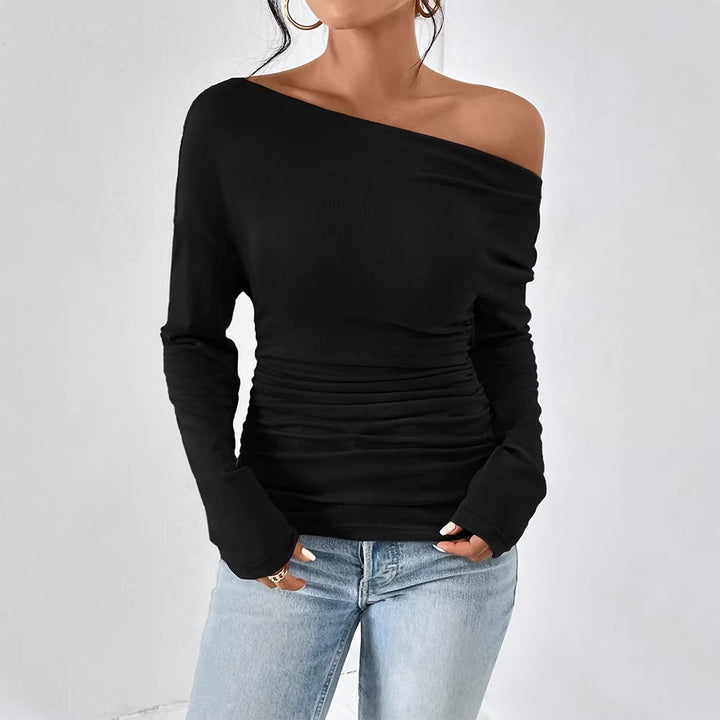 Damen Off-Shoulder Oberteil mit figurbetontem Schnitt und feiner Raffung Drune