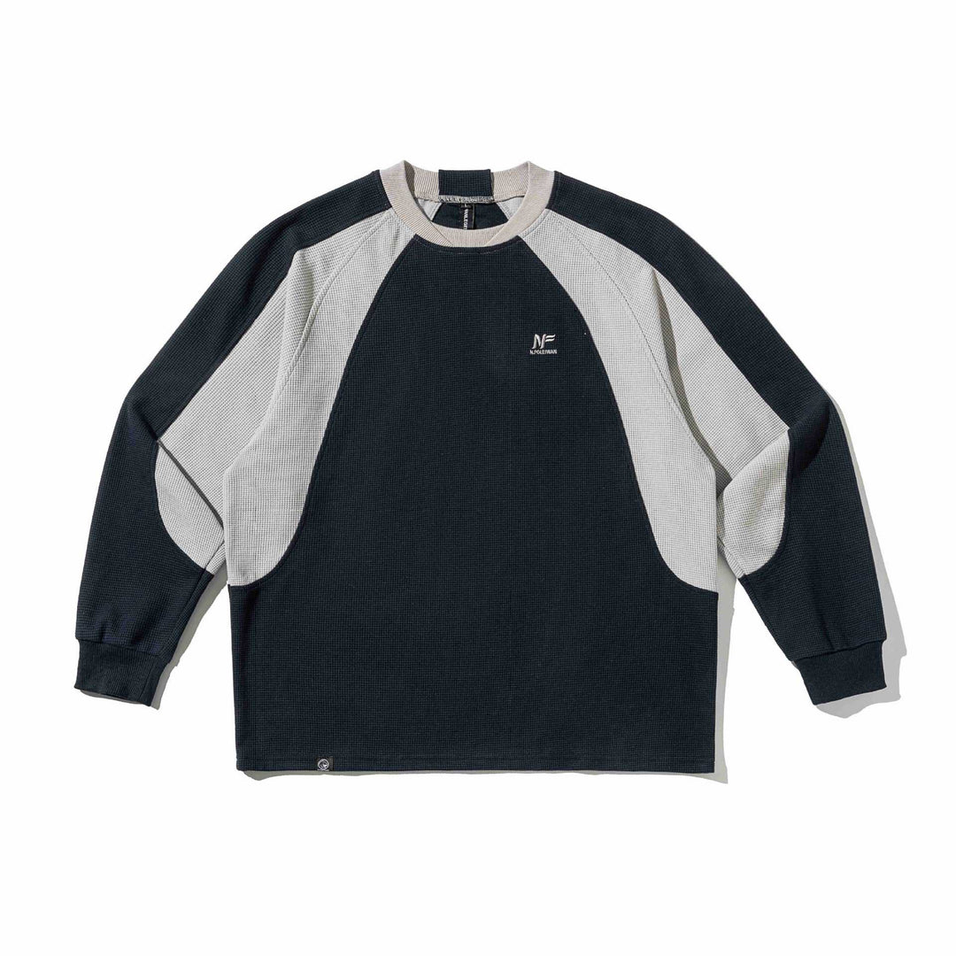 Herren Waffelstruktur-Sweatshirt mit Raglanärmeln und kontrastierenden Einsätzen Drune