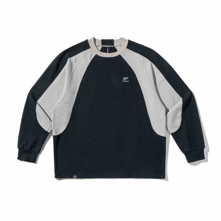 Herren Waffelstruktur-Sweatshirt mit Raglanärmeln und kontrastierenden Einsätzen Drune