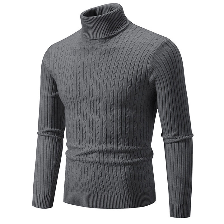 Herren nan Rollkragenpullover mit Zopfstrick und schlanker Passform Drune