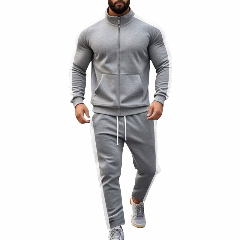 Herren nan zweiteiliges Jogginganzug-Set mit Stehkragen-Zipjacke und konisch zulaufender Jogginghose Drune