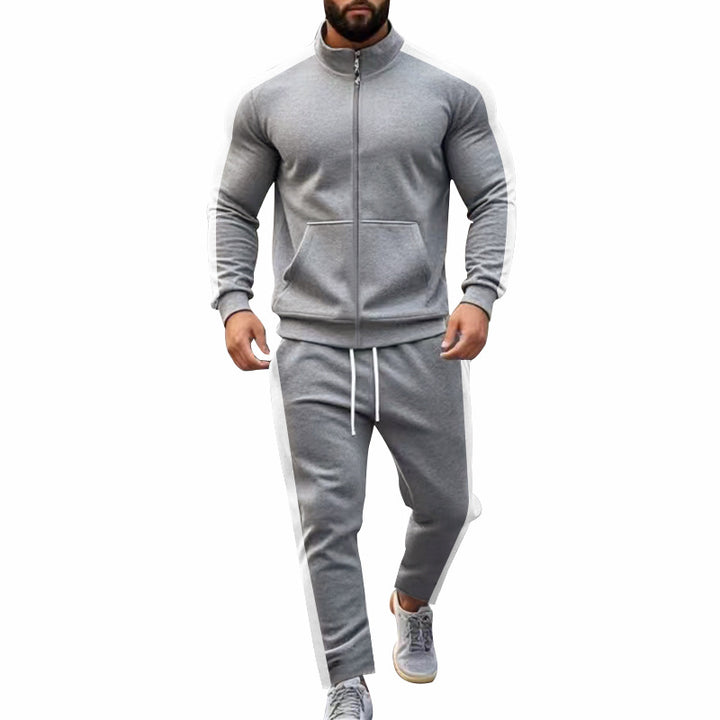Herren nan zweiteiliges Jogginganzug-Set mit Stehkragen-Zipjacke und konisch zulaufender Jogginghose Drune