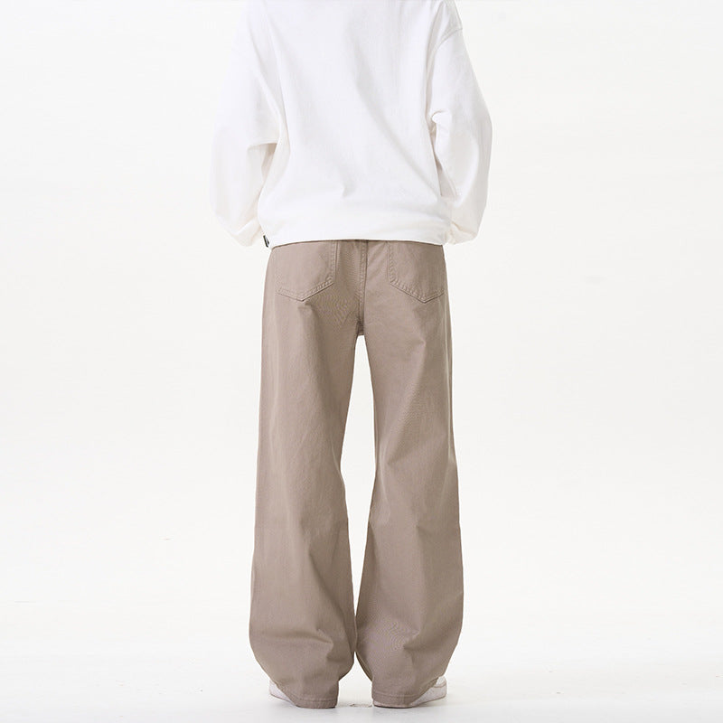 Unisex Weit geschnittene Chinohose mit tiefem Schritt und lässigem Bund Drune
